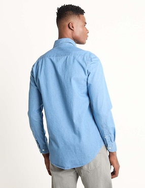 Camisa casual El Pulpo de algodón manga larga para hombre