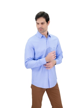 Camisa Casual Kenneth Cole De Algodón Manga Larga Para Hombre