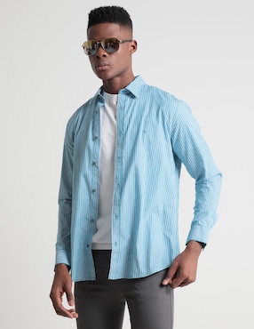 Camisa Casual Kenneth Cole De Algodón Manga Larga Para Hombre