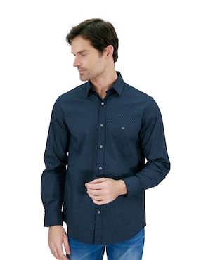 Camisa Casual Kenneth Cole De Algodón Manga Larga Para Hombre