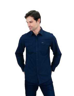 Camisa Casual Kenneth Cole De Algodón Manga Larga Para Hombre