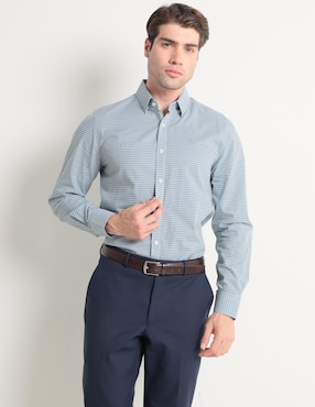 Camisa Casual Kenneth Cole De Algodón Manga Larga Para Hombre