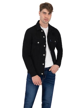 Set de chamarra Indicum Denim de mezclilla con bolsillos para hombre