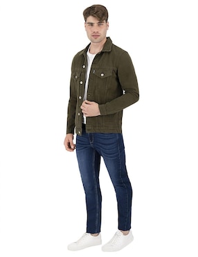 Chamarra Indicum Denim de mezclilla con bolsillos para hombre