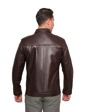 Chamarra Gerhel de piel con bolsillos para hombre