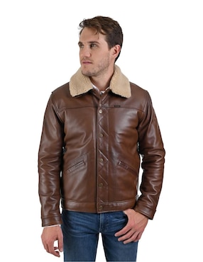 Chamarra Wrangler de piel cuello desmontable para hombre