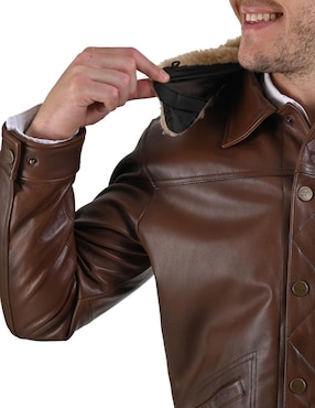 Chamarra Wrangler de piel cuello desmontable para hombre