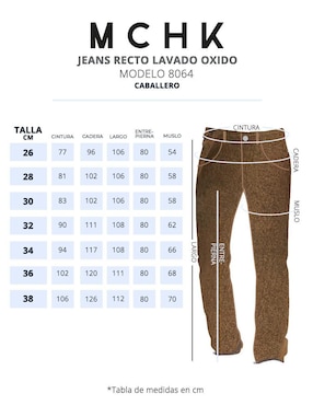 Jeans straight Mchk Oxido 8064 lavado bleach para hombre