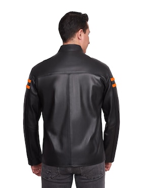 Chamarra para motociclista Gerhel de piel con bolsillos para hombre