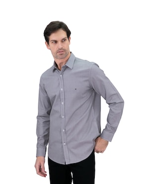 Camisa Casual Kenneth Cole De Algodón Manga Larga Para Hombre