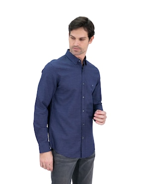 Camisa Casual Kenneth Cole De Algodón Manga" Larga Para Hombre