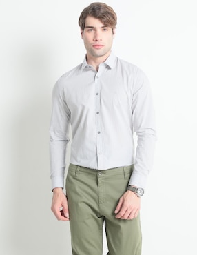 Camisa Casual Kenneth Cole De Algodón Manga Larga Para Hombre