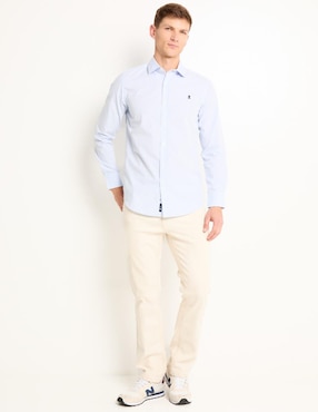 Camisa casual El Pulpo de algodón manga larga para hombre