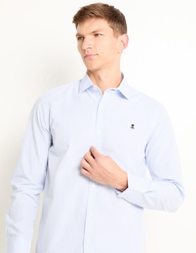 Camisa casual El Pulpo de algodón manga larga para hombre