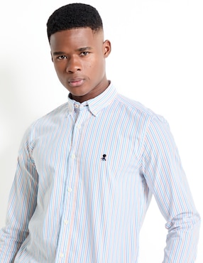 Camisa casual El Pulpo de algodón manga larga para hombre