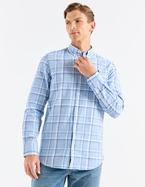 Camisa casual El Pulpo de algodón manga larga para hombre