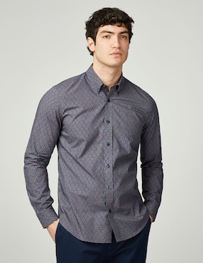 Camisa Ben Sherman De Algodón Manga Larga Para Hombre