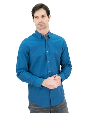 Camisa Casual Kenneth Cole De Algodón Manga Larga Para Hombre