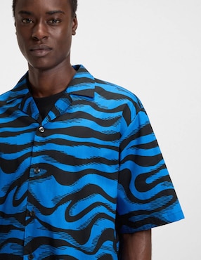 Camisa casual Hugo Blue de algodón manga corta para hombre