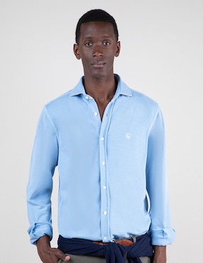 Camisa casual El Ganso de algodón manga larga para hombre