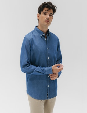 Camisa casual el pulpo manga larga para hombre