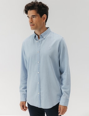 Camisa casual El Pulpo de algodón manga larga para hombre