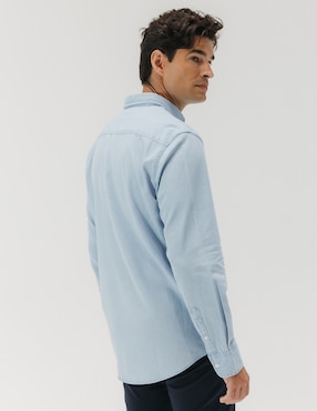 Camisa casual El Pulpo de algodón manga larga para hombre