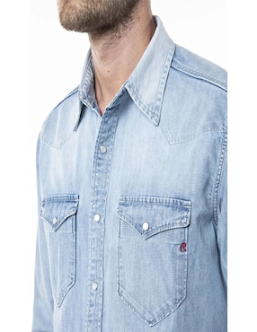 Camisa casual Replay de algodón manga larga para hombre