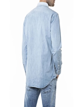 Camisa casual Replay de algodón manga larga para hombre