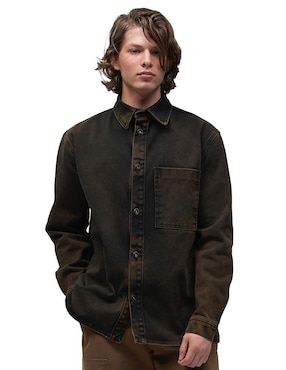 Sobrecamisa casual Mchk de mezclilla manga larga para hombre