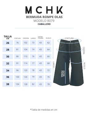 Bermuda Mchk de mezclilla para hombre