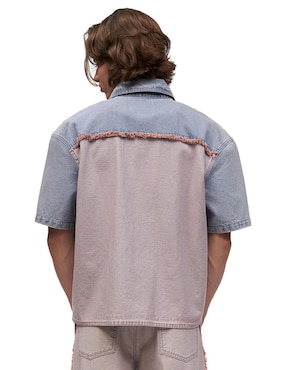 Camisa casual Mchk de mezclilla manga corta para hombre