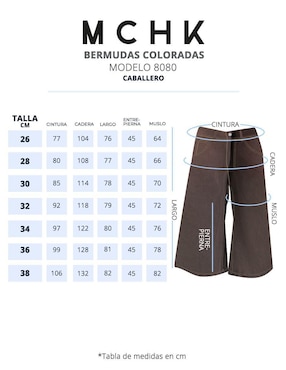 Bermuda Mchk de mezclilla para hombre