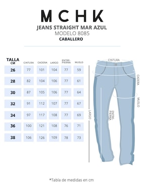 Jeans straight Mchk lavado claro para hombre