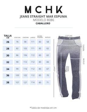 Jeans straight Mchk lavado bitono para hombre
