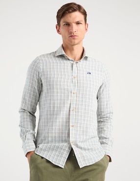 Camisa casual Scotta de algodón manga larga para hombre