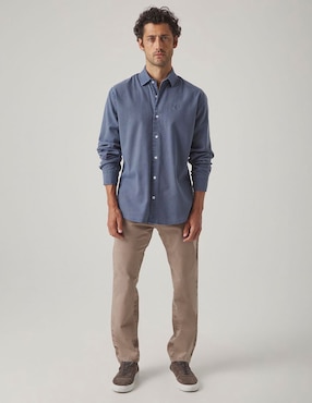 Camisa casual Scotta de algodón manga larga para hombre