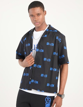 Camisa casual Hugo Blue de algodón manga corta para hombre
