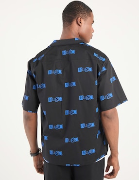 Camisa casual Hugo Blue de algodón manga corta para hombre