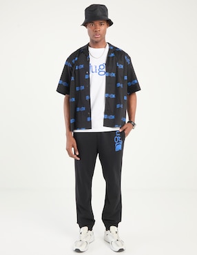Camisa casual Hugo Blue de algodón manga corta para hombre