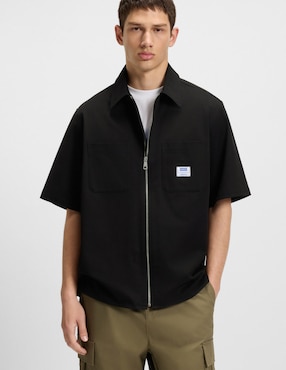 Camisa casual Hugo Blue de algodón manga corta para hombre