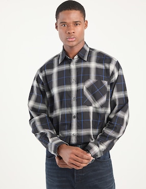 Camisa casual Hugo Blue de algodón manga corta para hombre