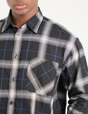 Camisa casual Hugo Blue de algodón manga corta para hombre