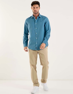 Camisa business casual El Pulpo de algodón manga larga para hombre