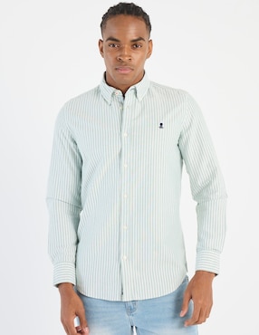 Camisa casual El Pulpo de algodón manga larga para hombre