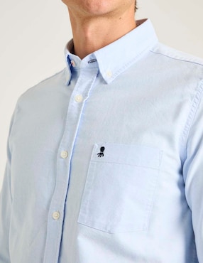 Camisa casual El Pulpo de algodón manga larga para hombre