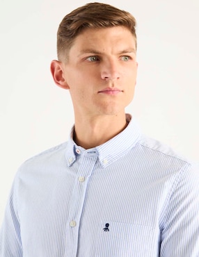 Camisa casual El Pulpo de algodón manga larga para hombre