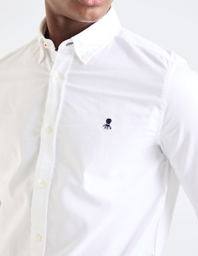 Camisa casual El Pulpo de algodón manga larga para hombre