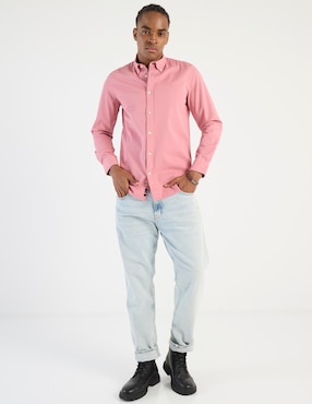 Camisa casual El Pulpo de algodón manga larga para hombre