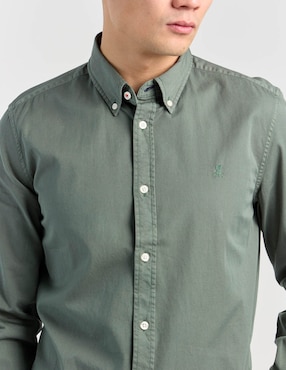 Camisa casual El Pulpo de algodón manga larga para hombre